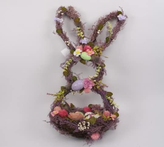 21&#x22; Floral Grapevine Bunny Shaped Easter Basket Decoration